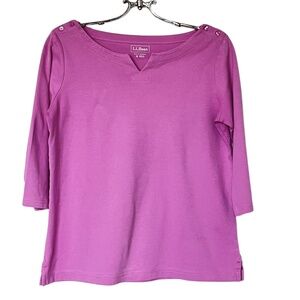 LL Bean Women's Pink Quarter Sleeve Pull OverTop Size M